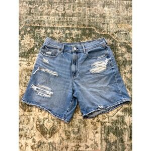 American Eagle 90s Boyfriend Shorts Size 12 Distressed Denim Medium Wash Cotton
